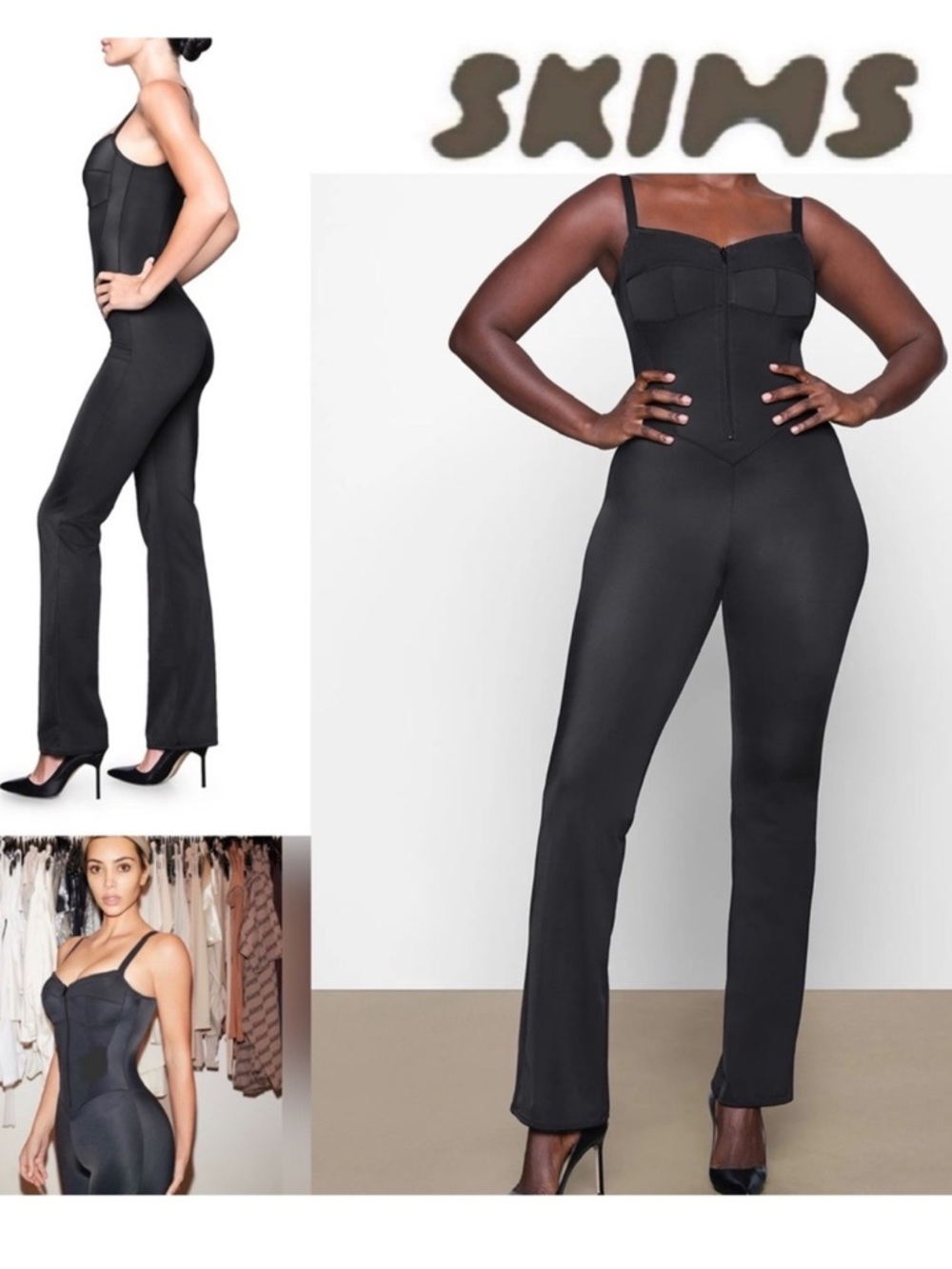 SKIMS Glam Catsuit Jumper Jumpsuit in Black Onyx size xs